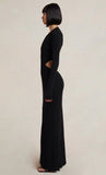 Mila Knit L/S Maxi Dress- Black