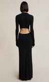 Mila Knit L/S Maxi Dress- Black