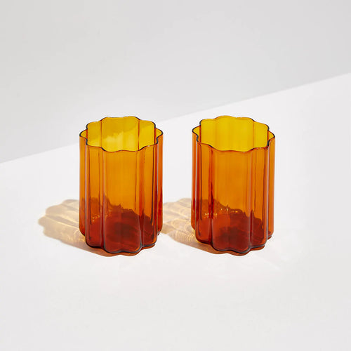 Two Wave Glasses- Amber