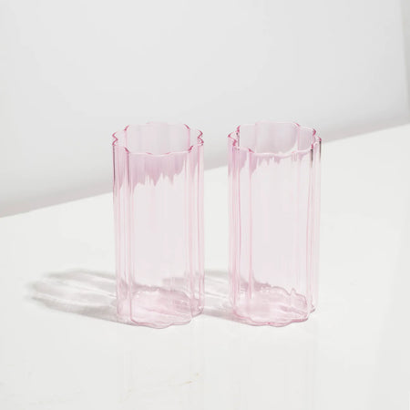 Two Wave Wine Glasses- Teal
