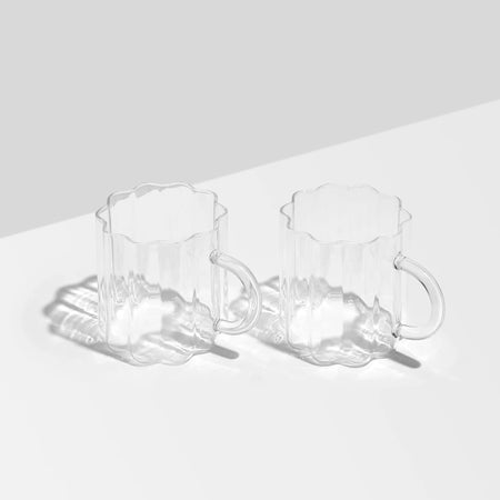 Two Wave Coupe Glasses- Amber