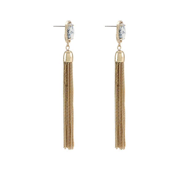 Wildest Dreams Grand Tassel Earring- White Howlite