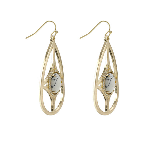 Wildest Dreams Hook Earrings- White Howlite