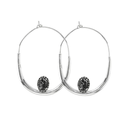 Wildest Dreams Hoop Earrings- Black Marble