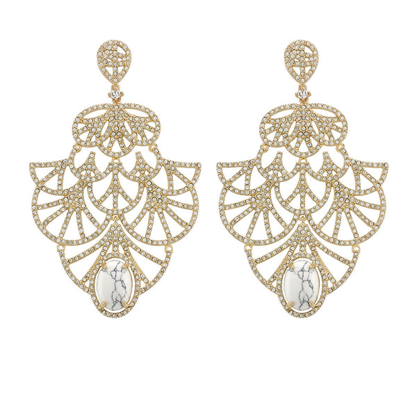 Wildest Dreams Ornate Earring- White Howlite