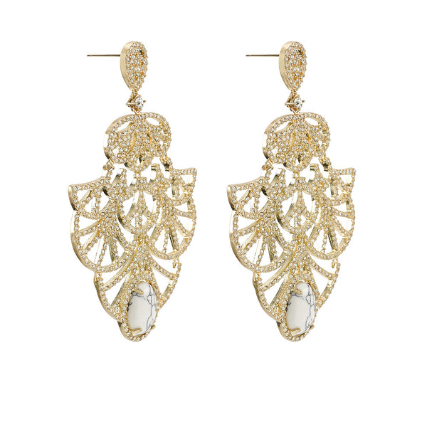 Wildest Dreams Ornate Earring- White Howlite