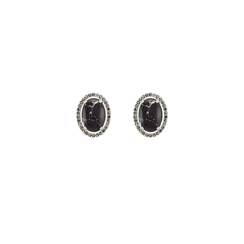 Wildest Dreams Stud Earrings- Black Marble