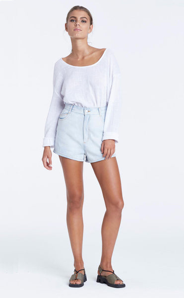 Zed Mom Denim Short- Washed Blue