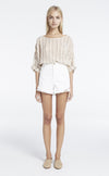 Zed Fray Denim Shorts- Cream