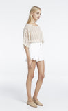 Zed Fray Denim Shorts- Cream