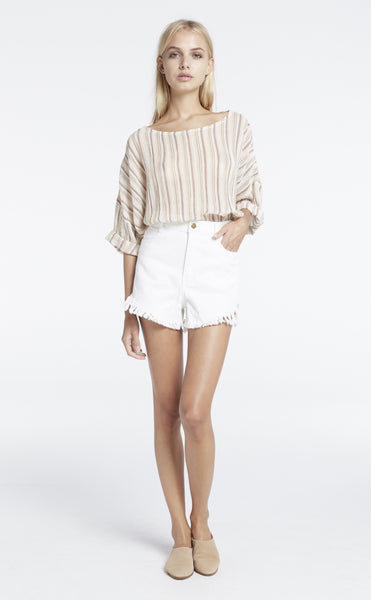 Zed Fray Denim Shorts- Cream