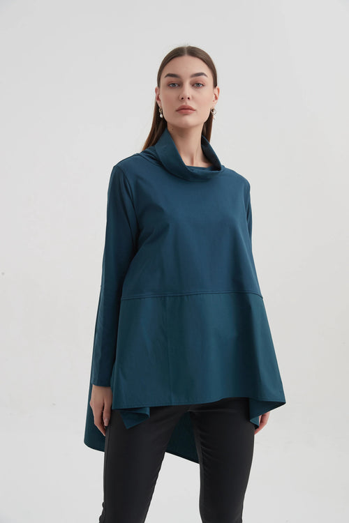 Cowl Neck Ava Top- Teal