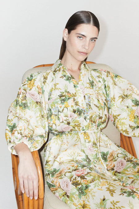 alemais eden midi dress ALMAIS Eden Floral-Print Linen Midi Dress
