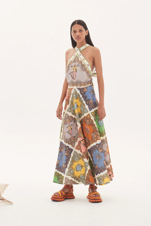 TRIPPY TROPPO HALTER MIDI DRESS