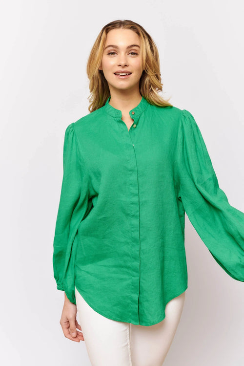 Charade Shirt In Emerald Linen
