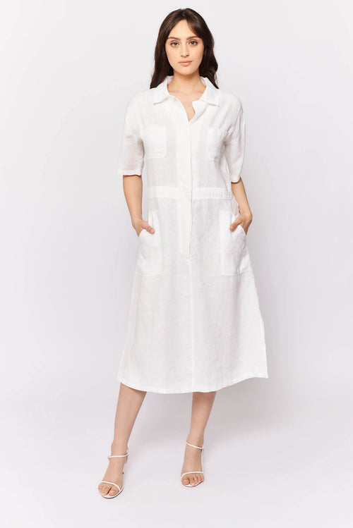 Hepburn Dress In Snow Linen