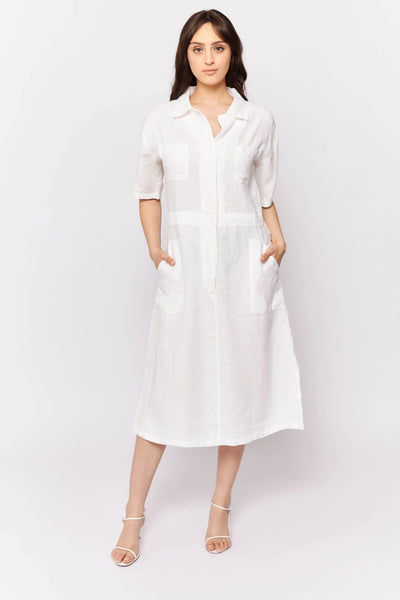 Hepburn Dress In Snow Linen