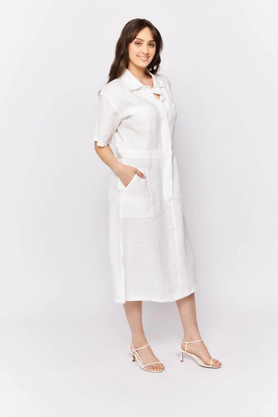 Hepburn Dress In Snow Linen