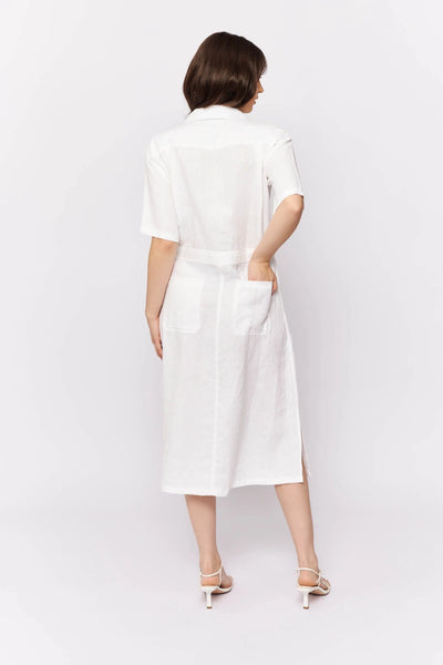 Hepburn Dress In Snow Linen