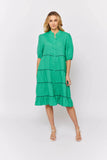 Marcella Dress In Emerald Linen