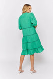 Marcella Dress In Emerald Linen