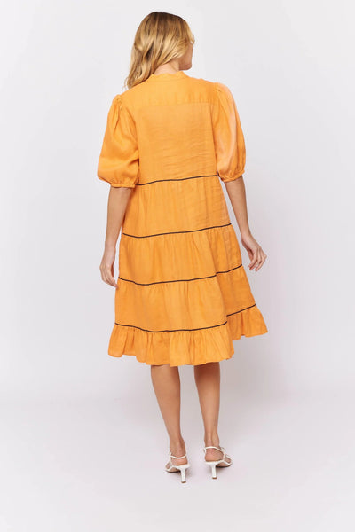 Marcella Dress In Papaya Linen