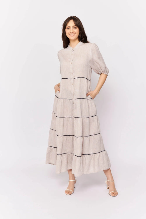 Martina Dress In String Linen