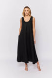 Nova Dress In Black Linen