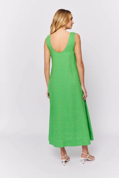 Nova Dress In Evergreen Linen