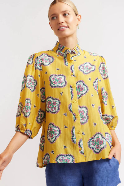 Lume Shirt In Mustard Mosaic