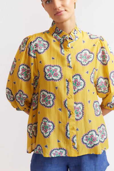 Lume Shirt In Mustard Mosaic