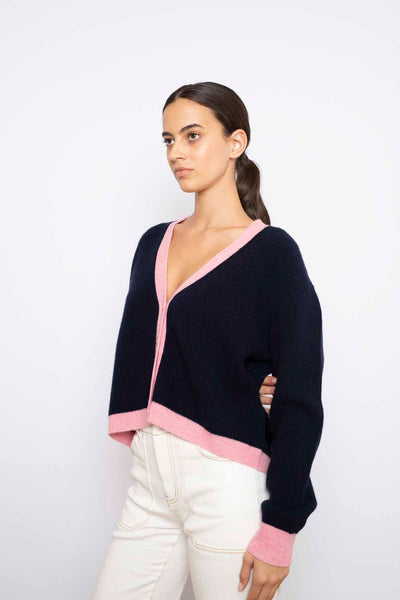 Apres Cardigan- Navy/Pink