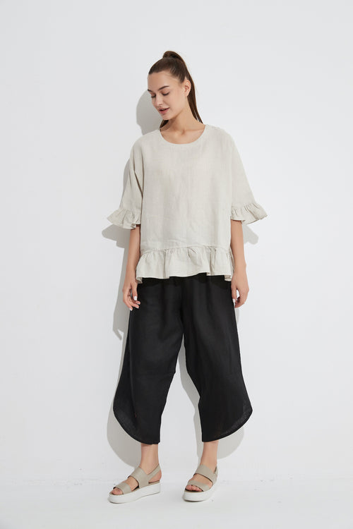 Frill Hem Top- Neutral