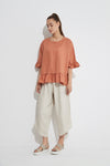 Frill Hem Top- Terracotta