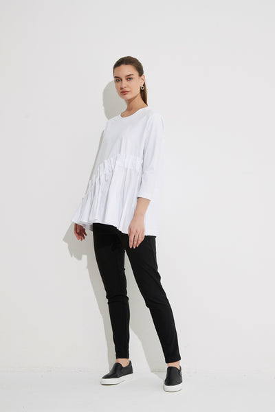 Woven Pleat Top- White