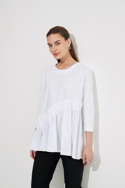 Woven Pleat Top- White