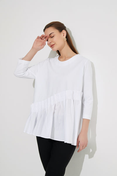 Woven Pleat Top- White