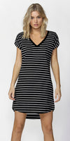 Ava Dress- Black/White Stripe