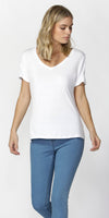 Manhattan V Neck T- White