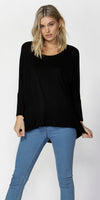 Milan 3/4 Sleeve Top- Black