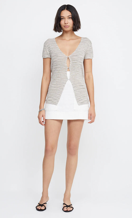 Tilda Short Sleeve Knit Top- Taupe