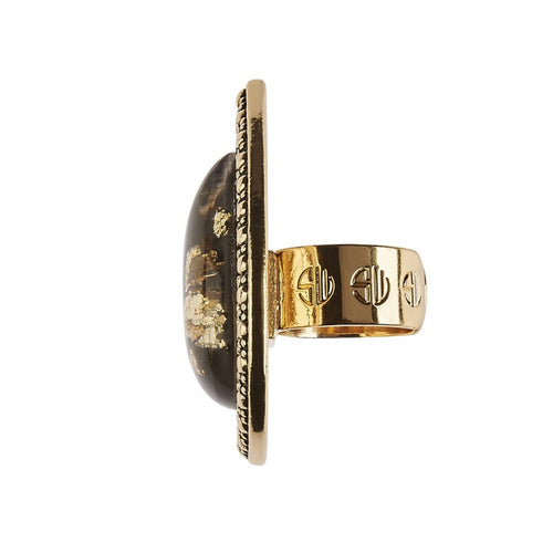 Bohemian Bardot Ring- Black/ Gold Leaf