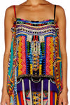 Mini Dress W/ Long Overlay- Woven Wonderland