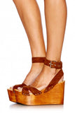 Tan Crossstrap Wedge