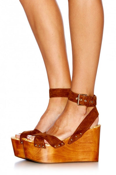 Tan Crossstrap Wedge