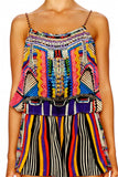 Shoestring Strap Playsuit- Woven Wonderland