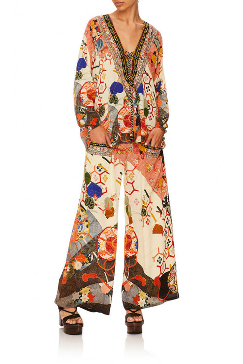 Wide Leg Trouser W/ Front Pockets- Kissing The Sun