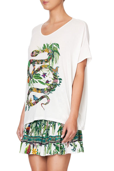 Loose Fit Round Neck Tee- Daintree Dreaming