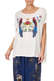 Loose Fit Round Neck Tee- Wings In Arms