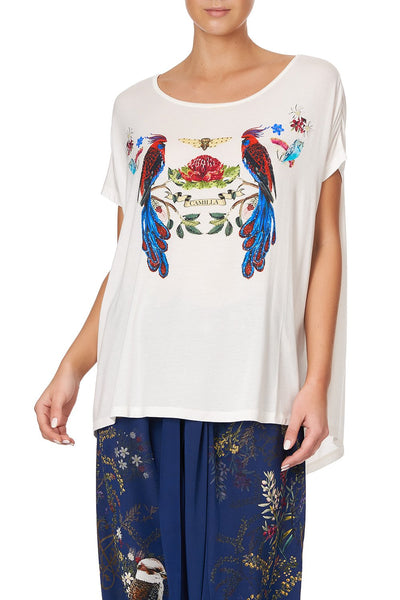 Loose Fit Round Neck Tee- Wings In Arms